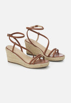 Leather Espadrille Wedges Romã with Jute Platform