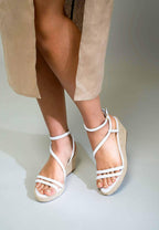 Leather Espadrille Wedges Romã with Jute Platform