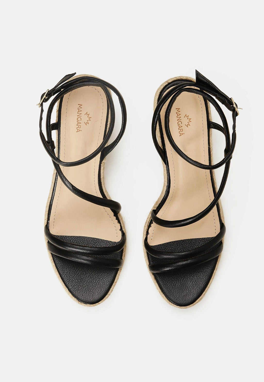Leather Espadrille Wedges Romã with Jute Platform