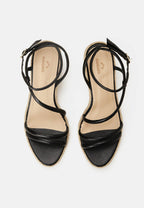 Leather Espadrille Wedges Romã with Jute Platform
