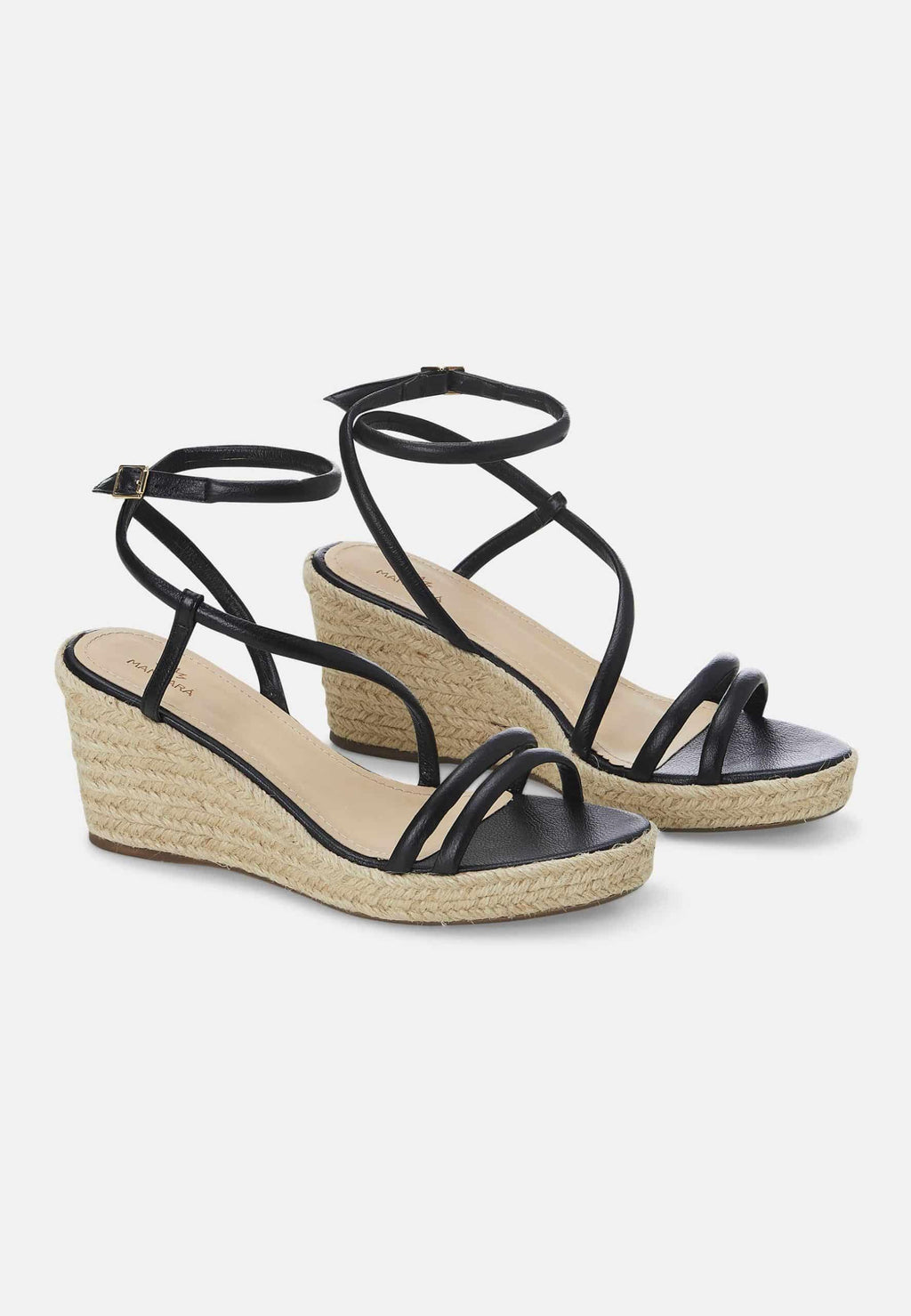 Leather Espadrille Wedges Romã with Jute Platform