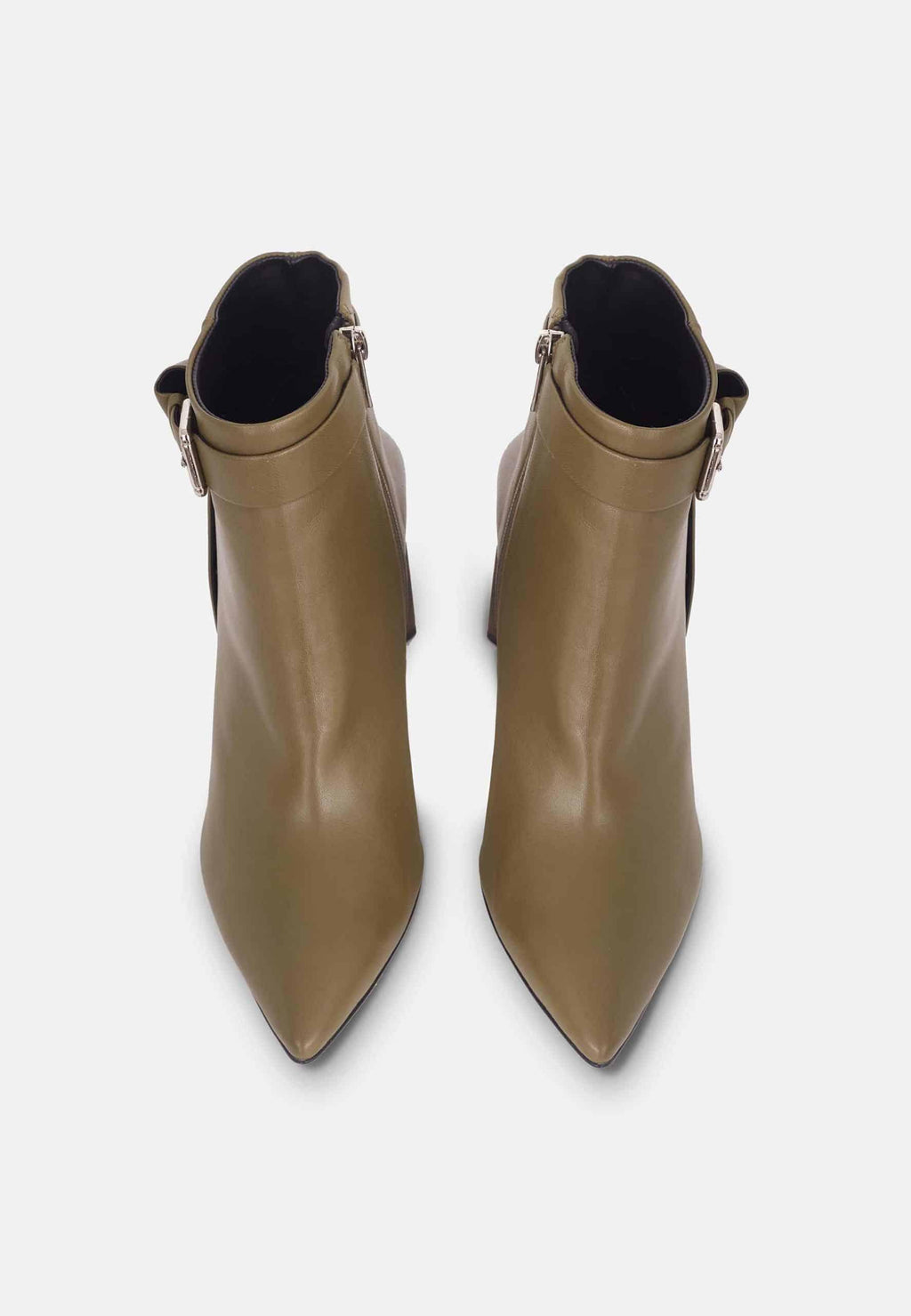 Salvia Leather Heeled Ankle Boots with Pointed Toe