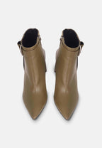Salvia Leather Heeled Ankle Boots with Pointed Toe