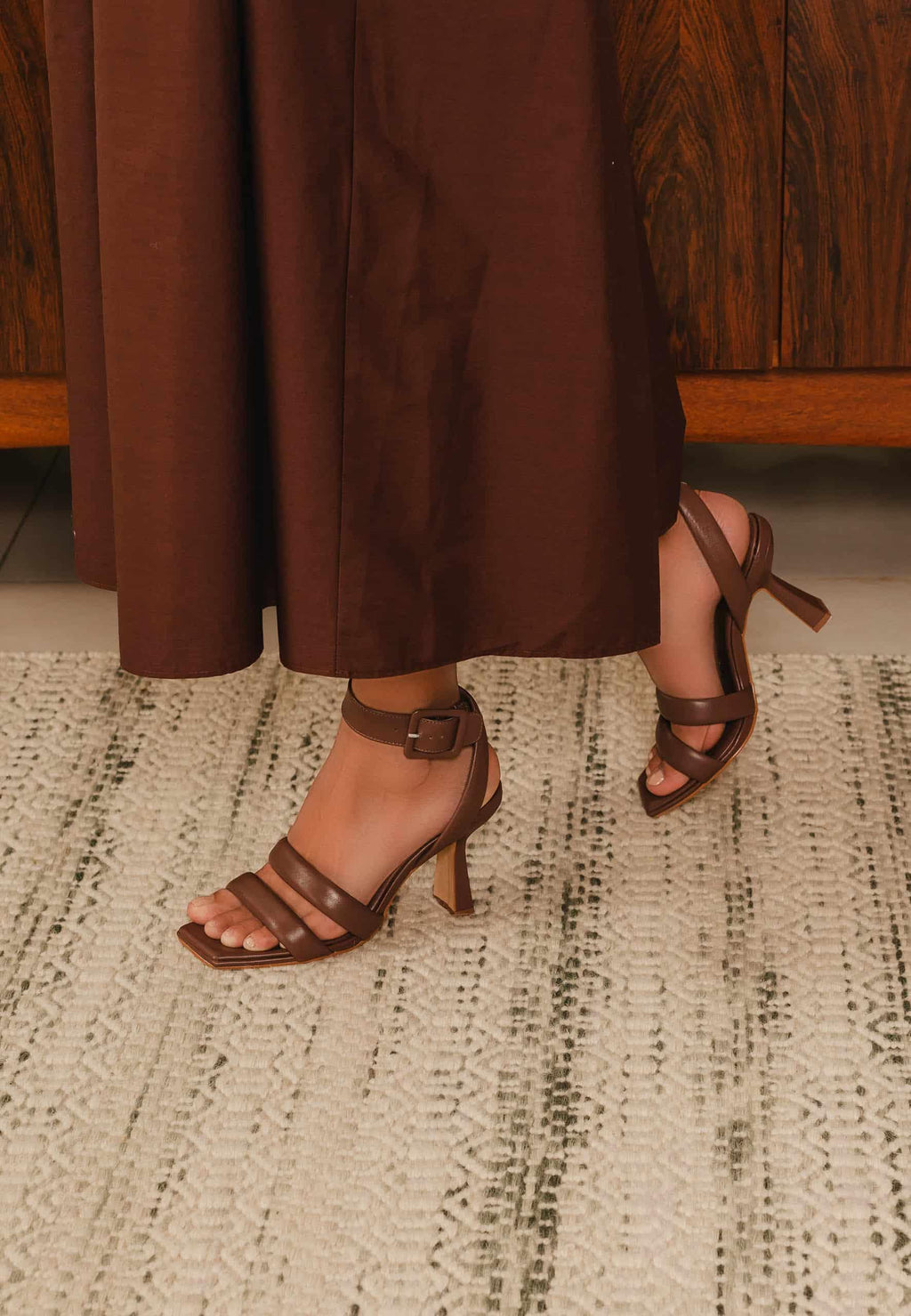 Mangara Atelier Calf Leather Sandals Uvaia | 8 cm Sculpted Heel with Ankle Strap