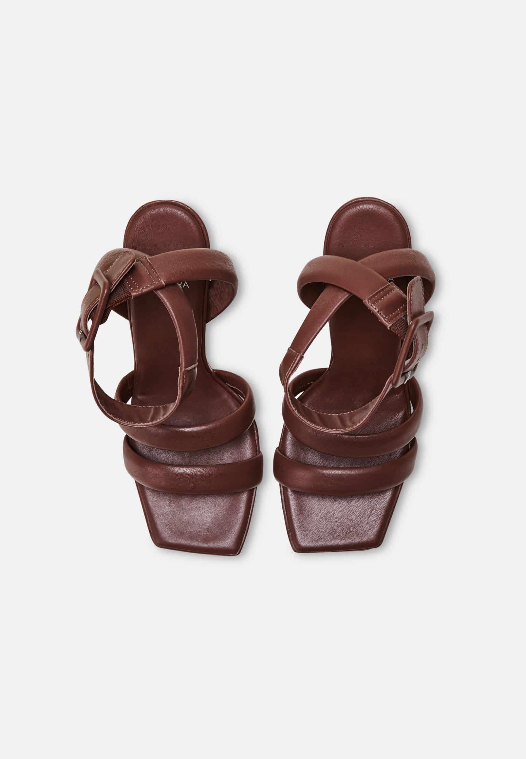 Mangara Atelier Calf Leather Sandals Uvaia | 8 cm Sculpted Heel with Ankle Strap