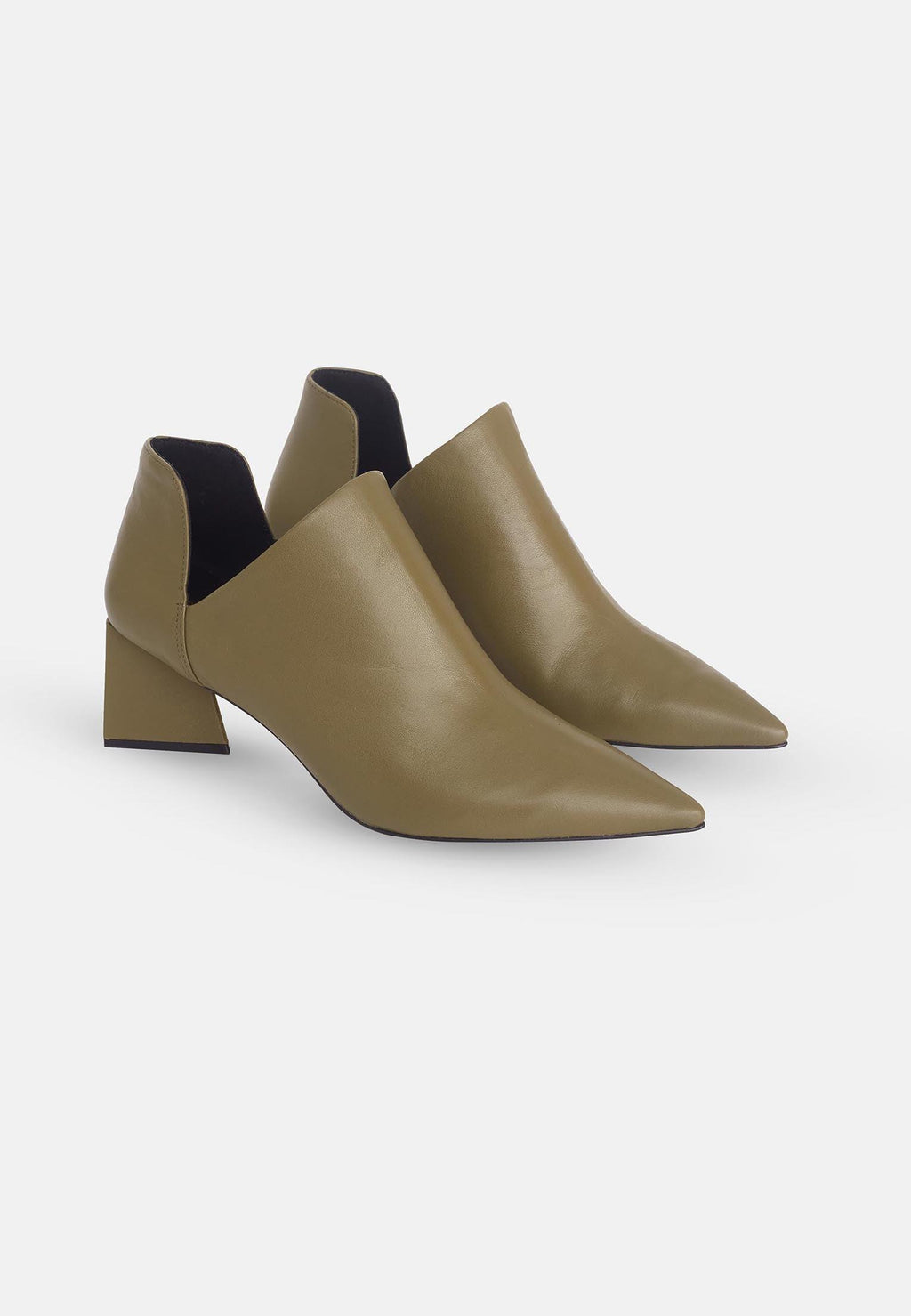 Mangara Green Sheepskin Leather Ankle Boots Maranta