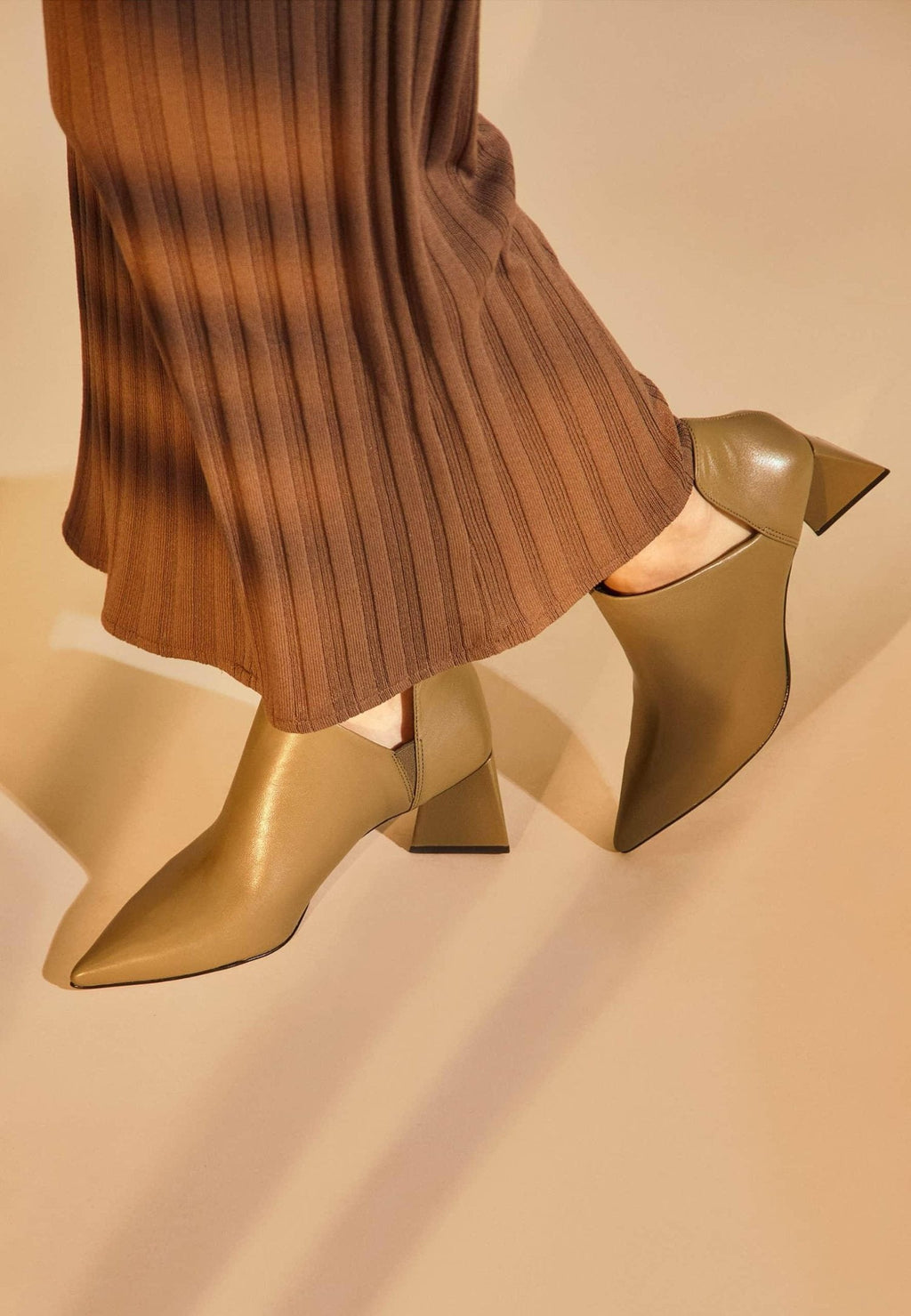 Mangara Green Sheepskin Leather Ankle Boots Maranta