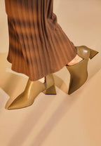 Mangara Green Sheepskin Leather Ankle Boots Maranta