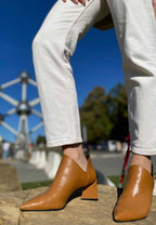 Mangara Green Sheepskin Leather Ankle Boots Maranta