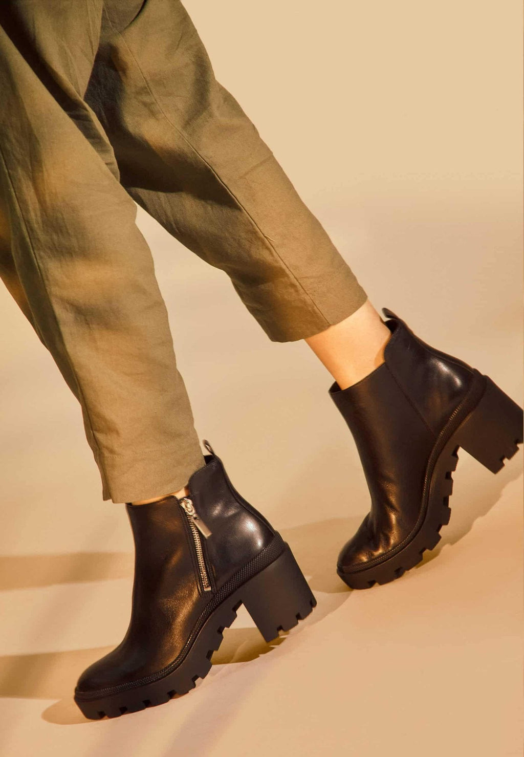 Black Goat Leather Ankle Boots Sophora