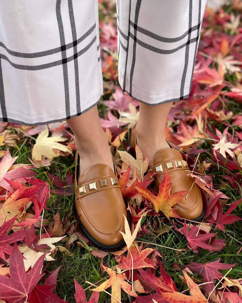 Mangara Atelier Calf Leather Loafers with Metal Stud Detail
