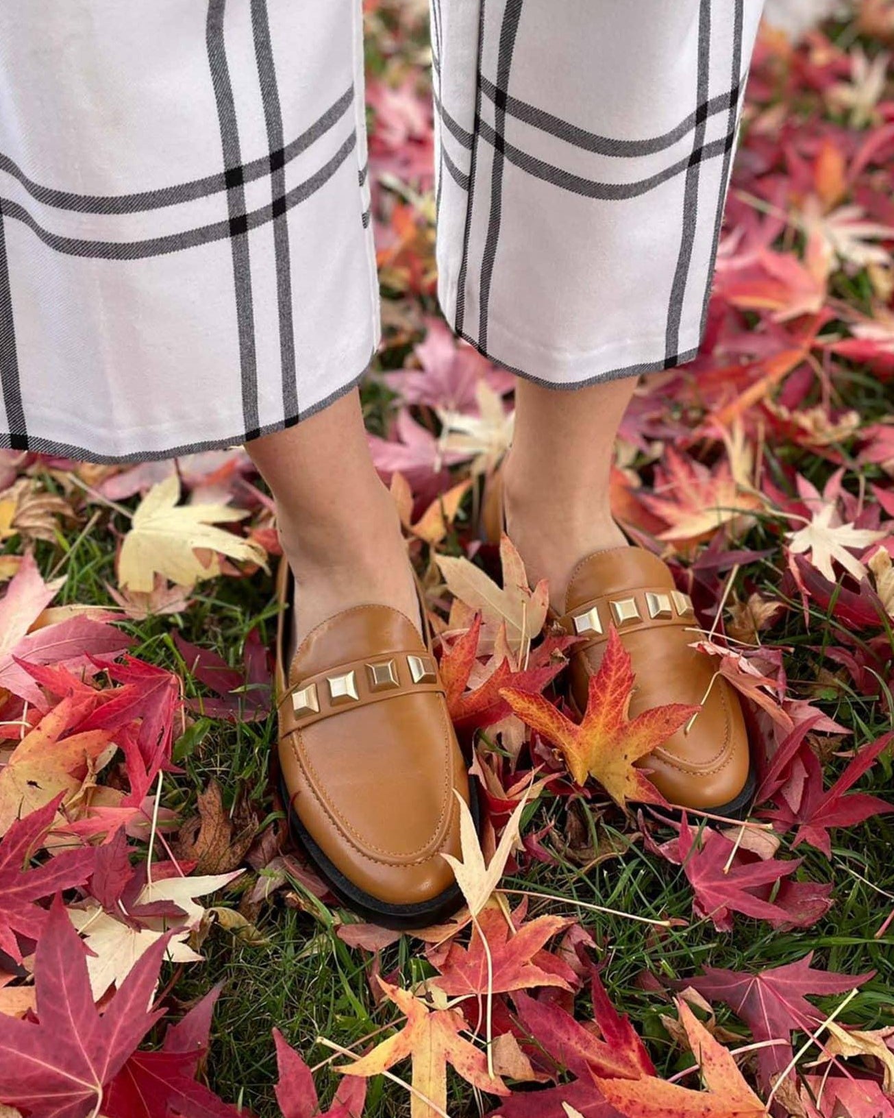 Mangara Atelier Calf Leather Loafers with Metal Stud Detail