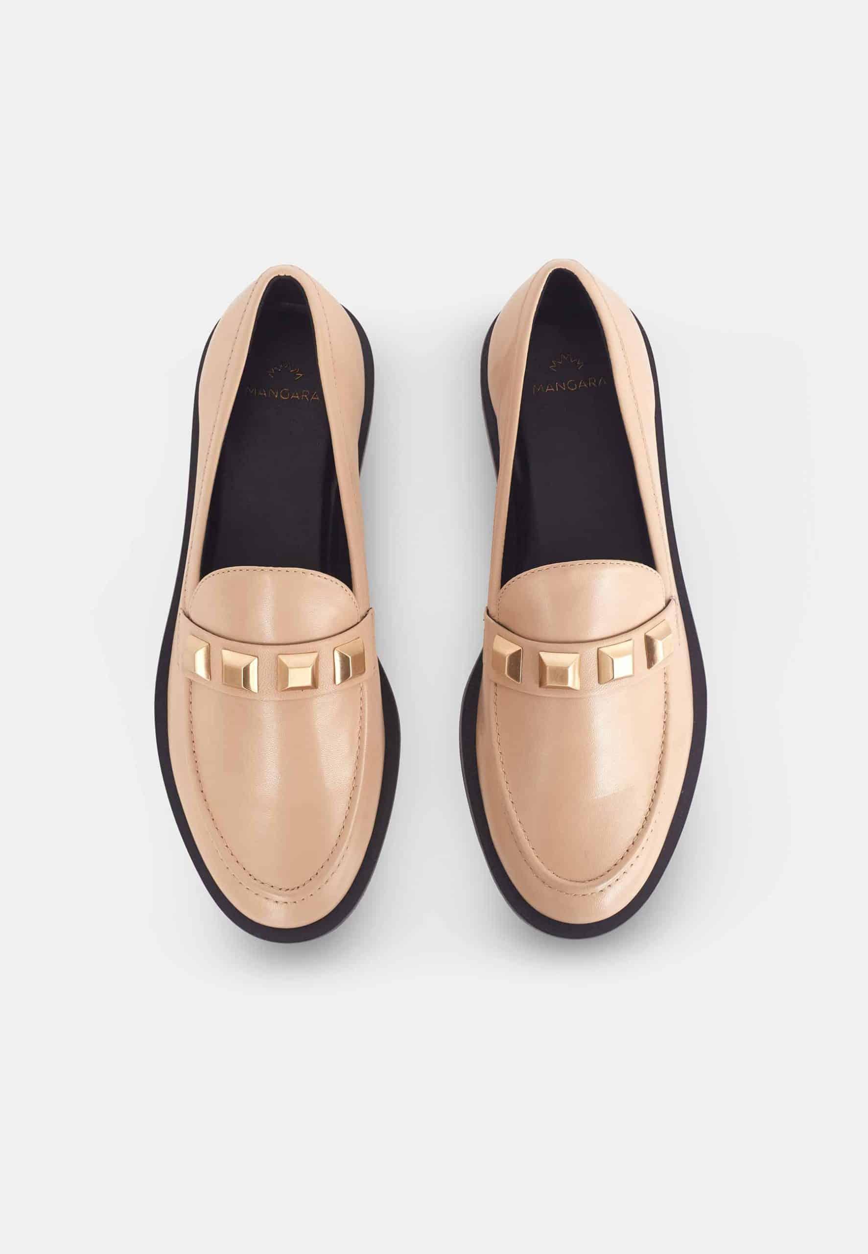 Mangara Atelier Calf Leather Loafers with Metal Stud Detail