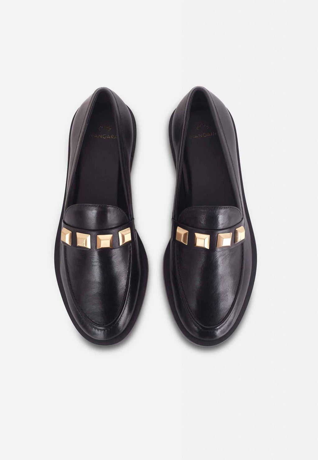 Mangara Atelier Calf Leather Loafers with Metal Stud Detail