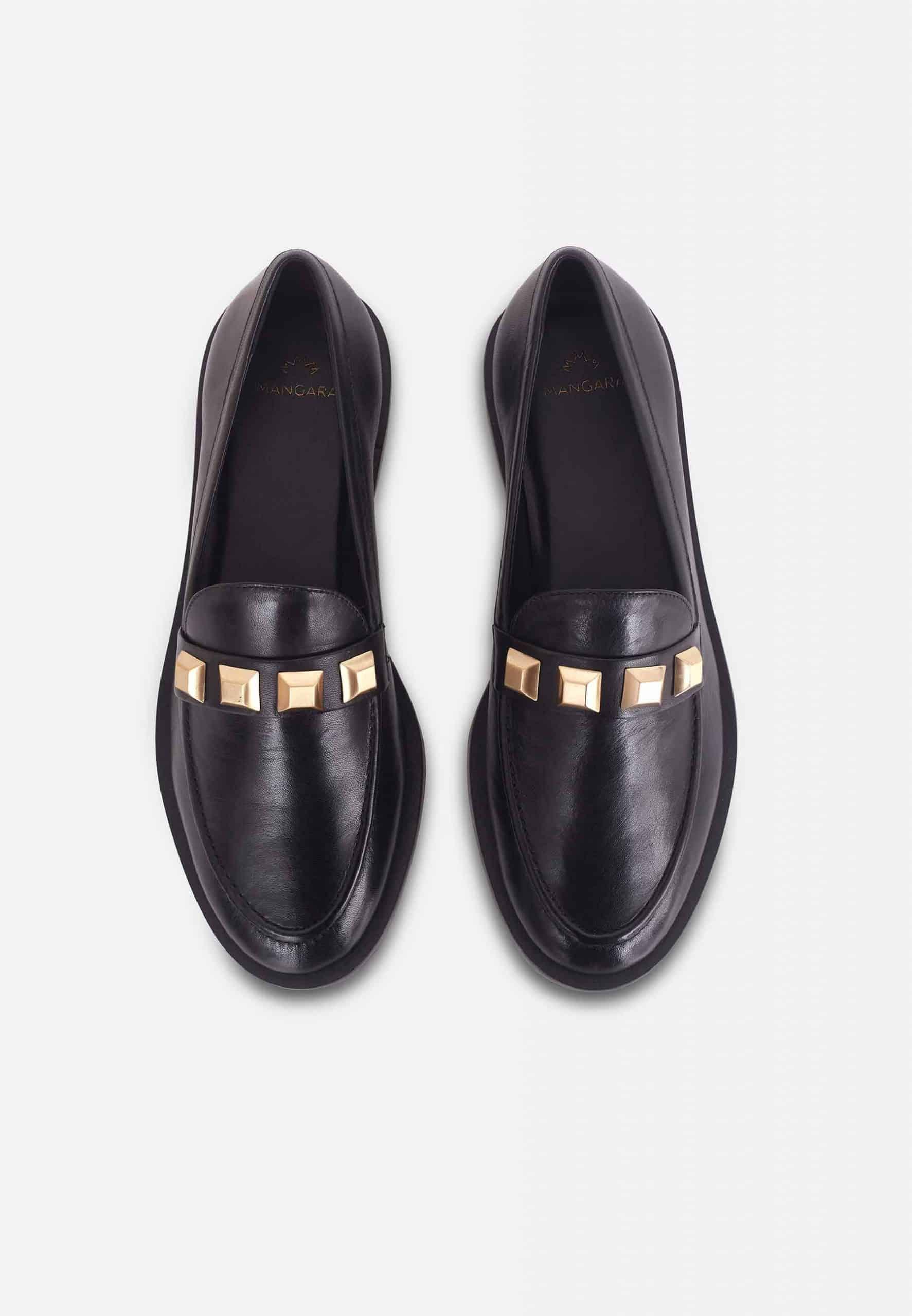 Mangara Atelier Calf Leather Loafers with Metal Stud Detail