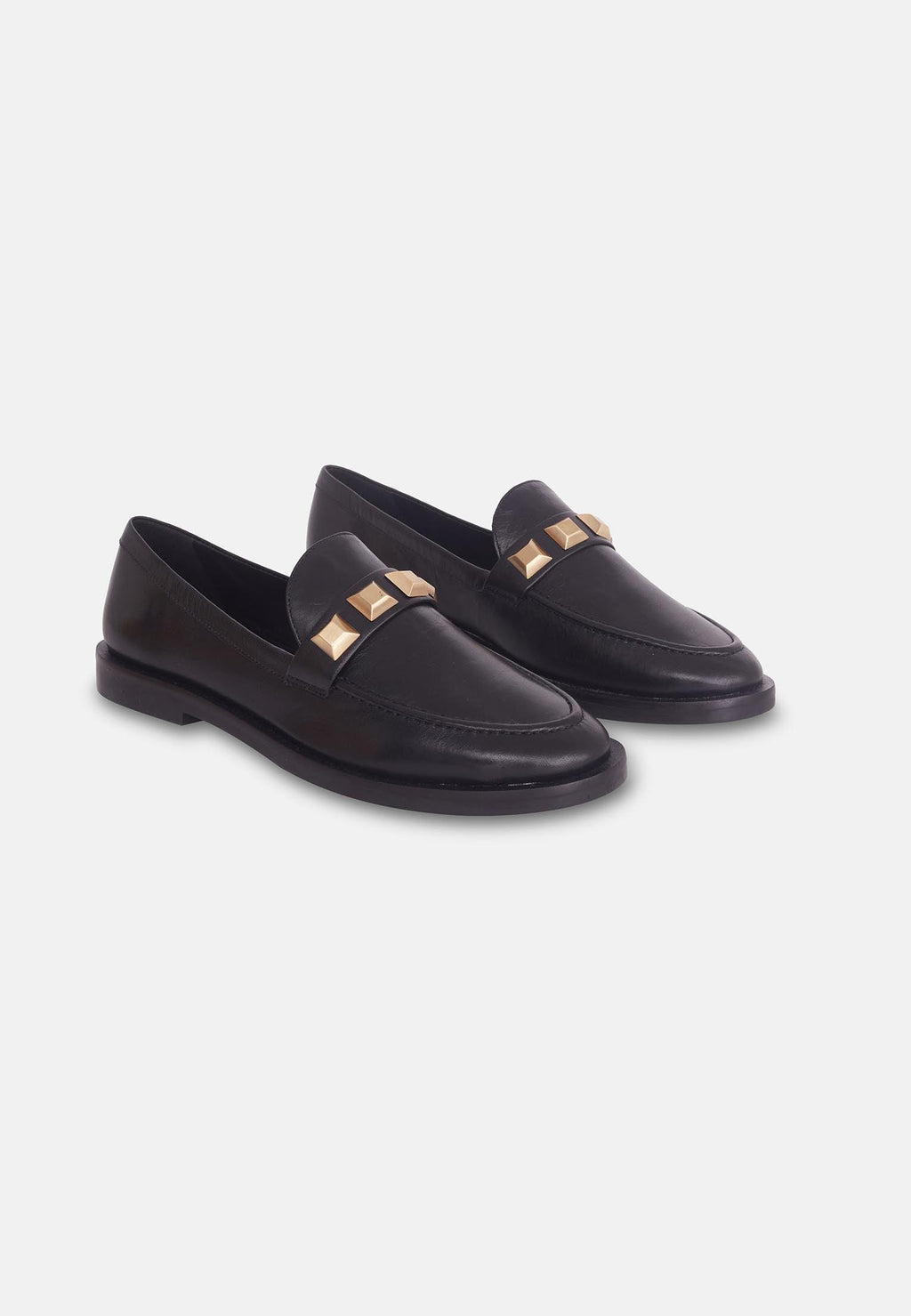 Mangara Atelier Calf Leather Loafers with Metal Stud Detail