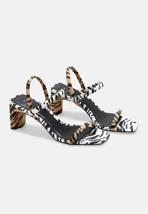 Animal Print Calf Leather Sandals | 6.5 cm Block Heel and Open Toe