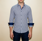 Michael Button-Up Shirt with Contrast Details in Navy Check | Contemporary Fit (Regular)