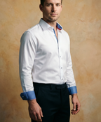Robert Button-Up Shirt with Contrast Details White | Contemporary Fit (Regular)