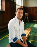 Ron Cotton Knit-Stretch Button-Up Shirt with Contrast Details in White | Tailored Fit (Fitted)