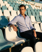 Jordan Button-Up Shirt with Contrast Details Navy Stripe | Contemporary Fit (Regular)
