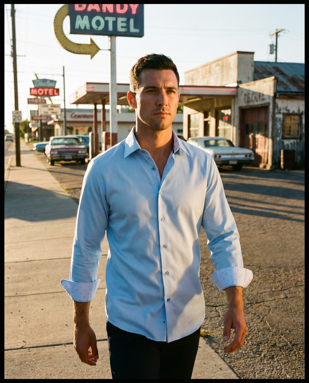 Martin Button-Up Shirt with Contrast Details in Blue | Contemporary Fit (Regular)