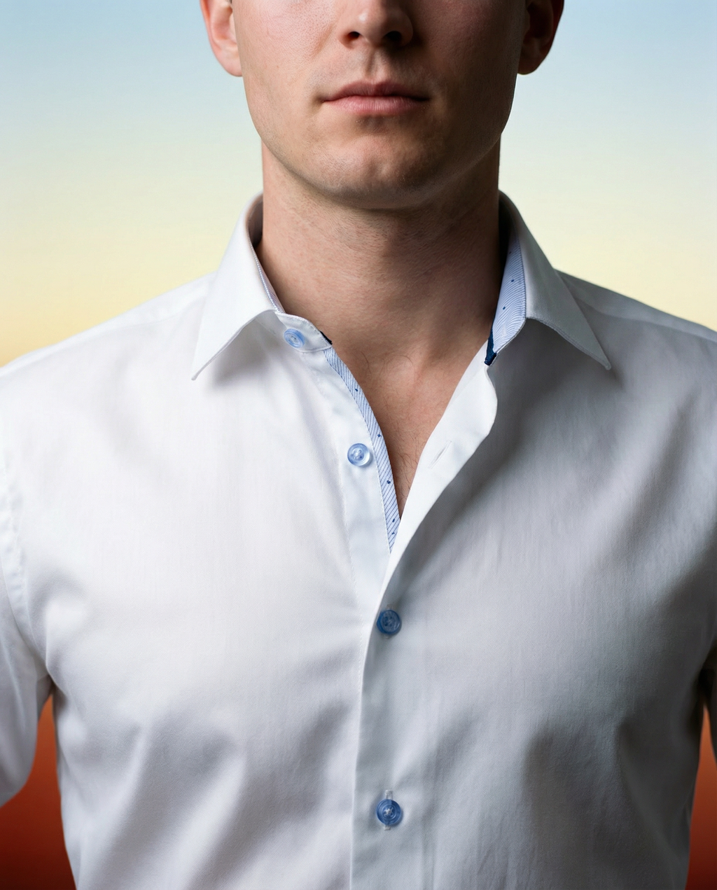 Gordon Button-Up Shirt with Contrast Details in White | Contemporary Fit (Regular)