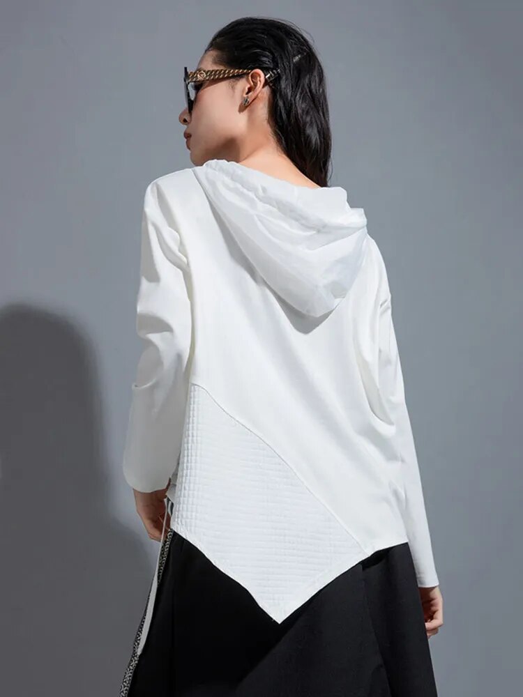 Hamarna Pocket Rouched Hoodie | White