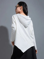 Hamarna Pocket Rouched Hoodie | White