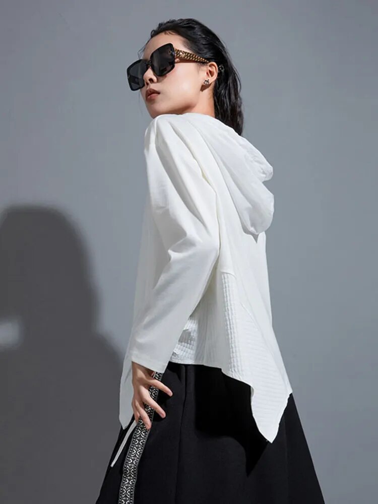 Hamarna Pocket Rouched Hoodie | White