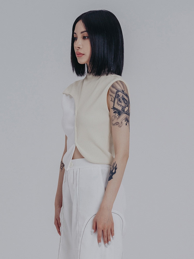 Slopee Irregular Crop Tank | Beige