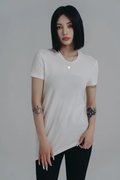 Wallcy Irregular Hem T-Shirt | White