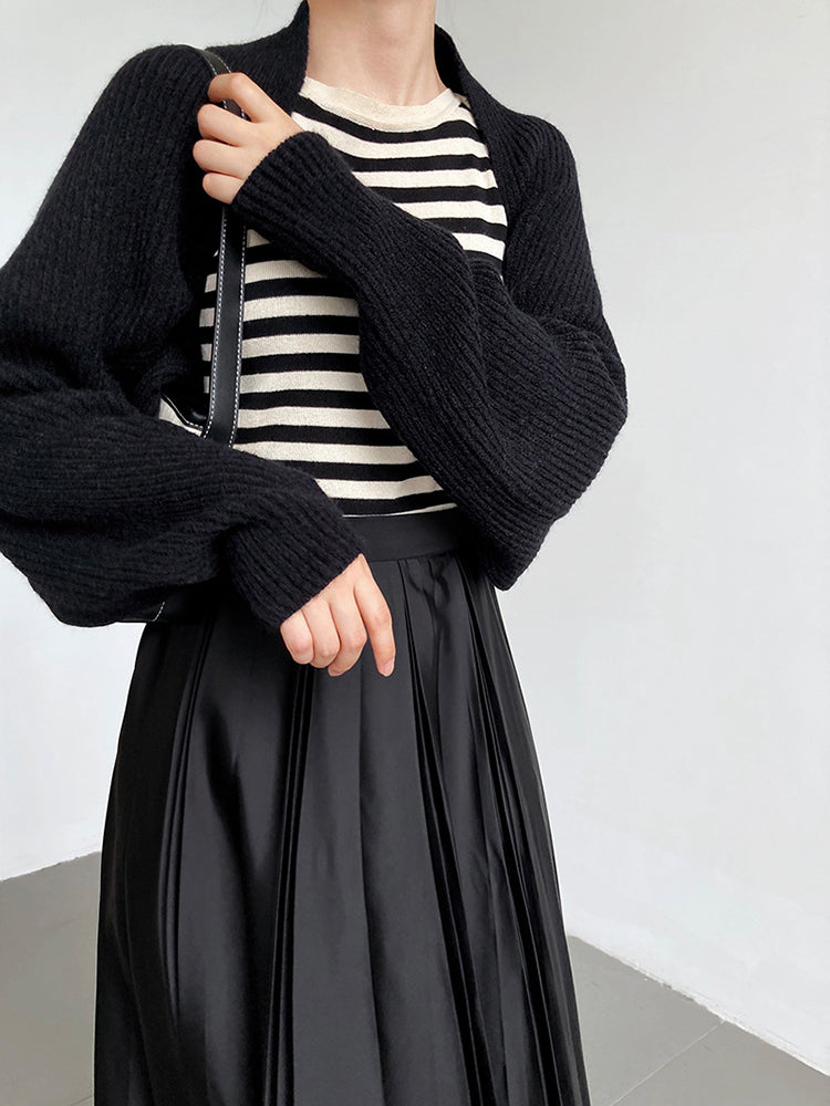 Touka Knitted Shrug Scarf in Black