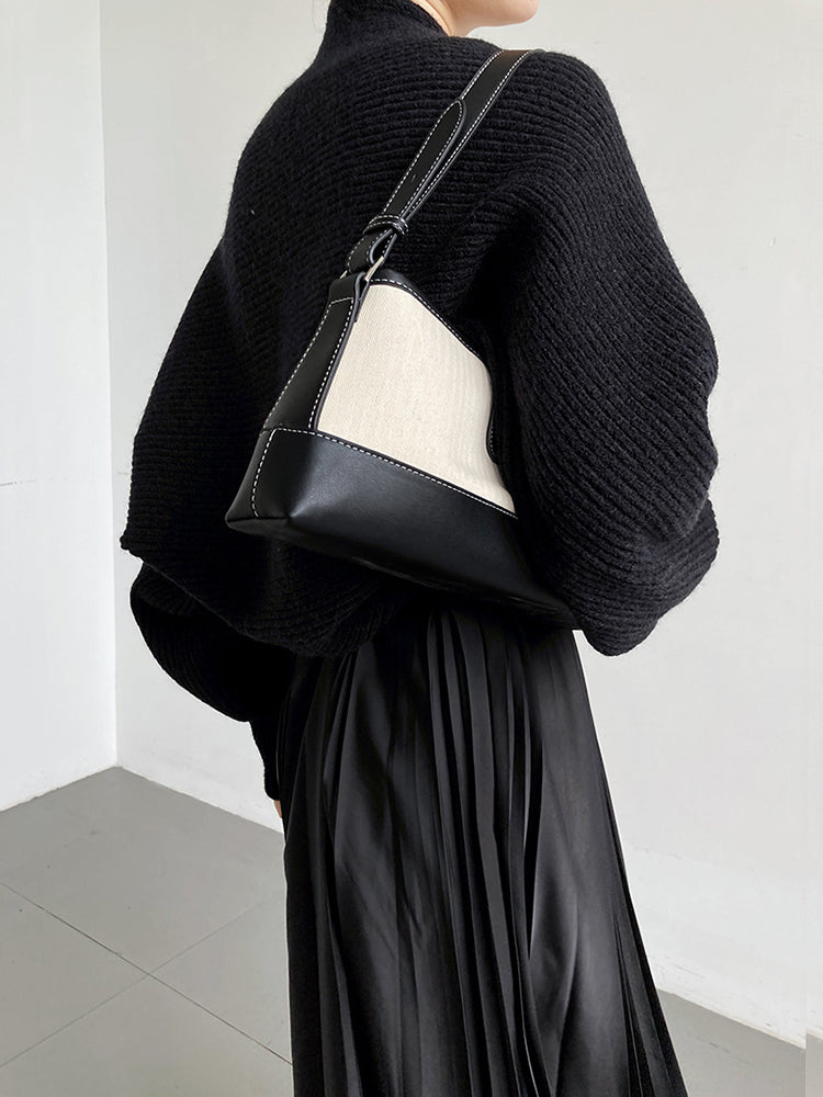 Touka Knitted Shrug Scarf in Black