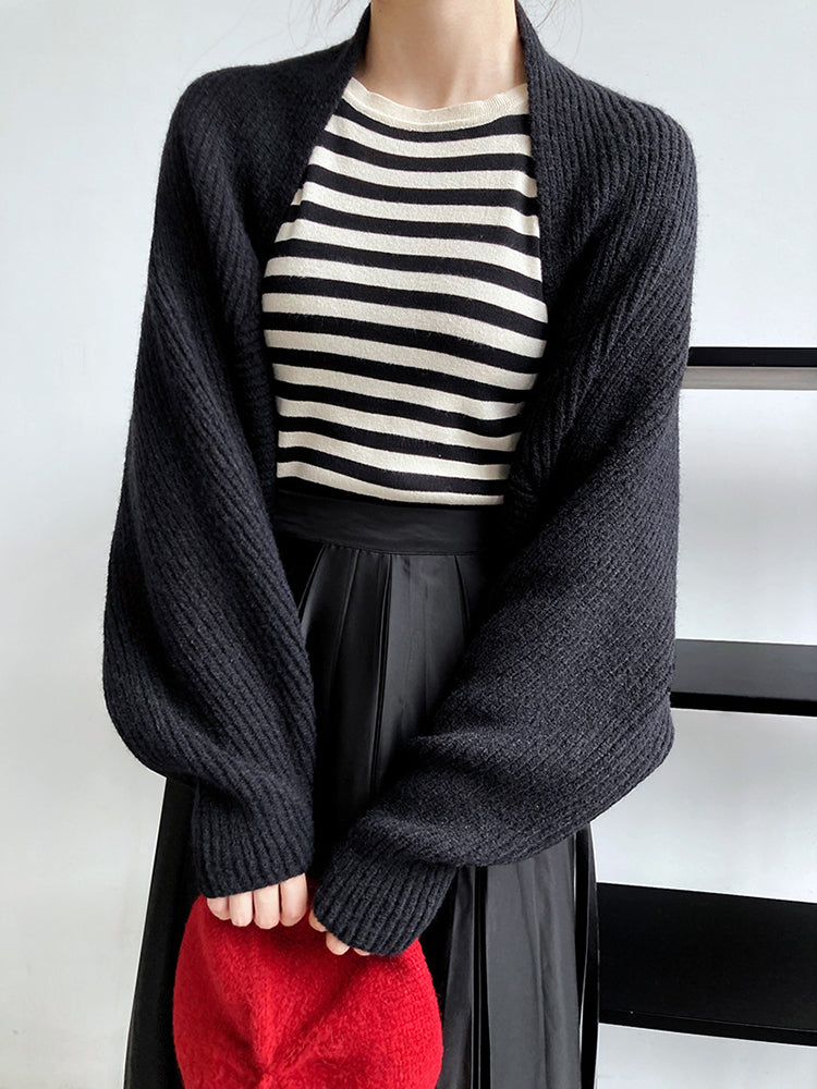 Touka Knitted Shrug Scarf in Black
