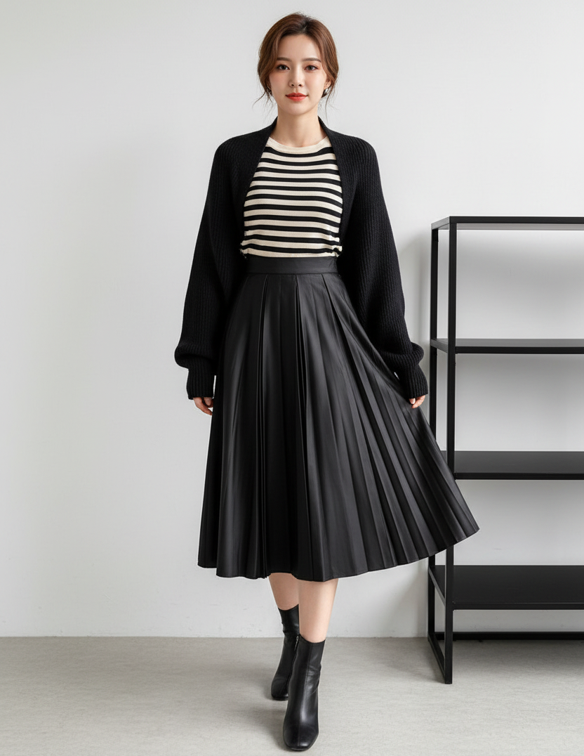 Touka Knitted Shrug Scarf in Black
