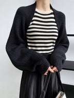 Touka Knitted Shrug Scarf in Black