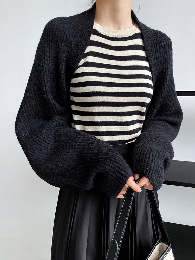 Touka Knitted Shrug Scarf in Black