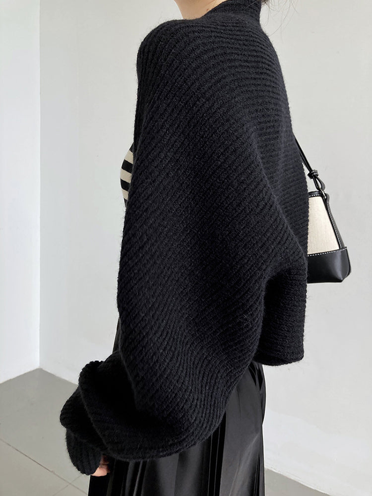 Touka Knitted Shrug Scarf in Black