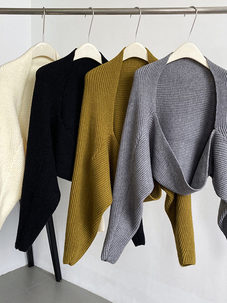 Touka Knitted Shrug Scarf in Black