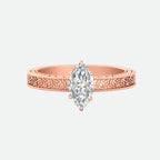 Marquise Cut Celtic Engraved Solitaire Engagement Ring