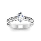 Marquise Cut Celtic Engraved Solitaire Engagement Ring