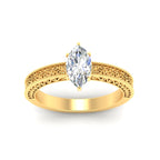 Marquise Cut Celtic Engraved Solitaire Engagement Ring