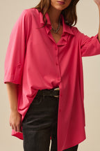 Maxi Shirt Made of Very Soft and Light Fabric in Coral Color