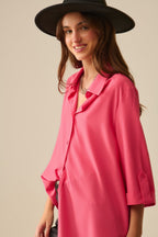 Maxi Shirt Made of Very Soft and Light Fabric in Coral Color