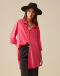 Maxi Shirt Made of Very Soft and Light Fabric in Coral Color