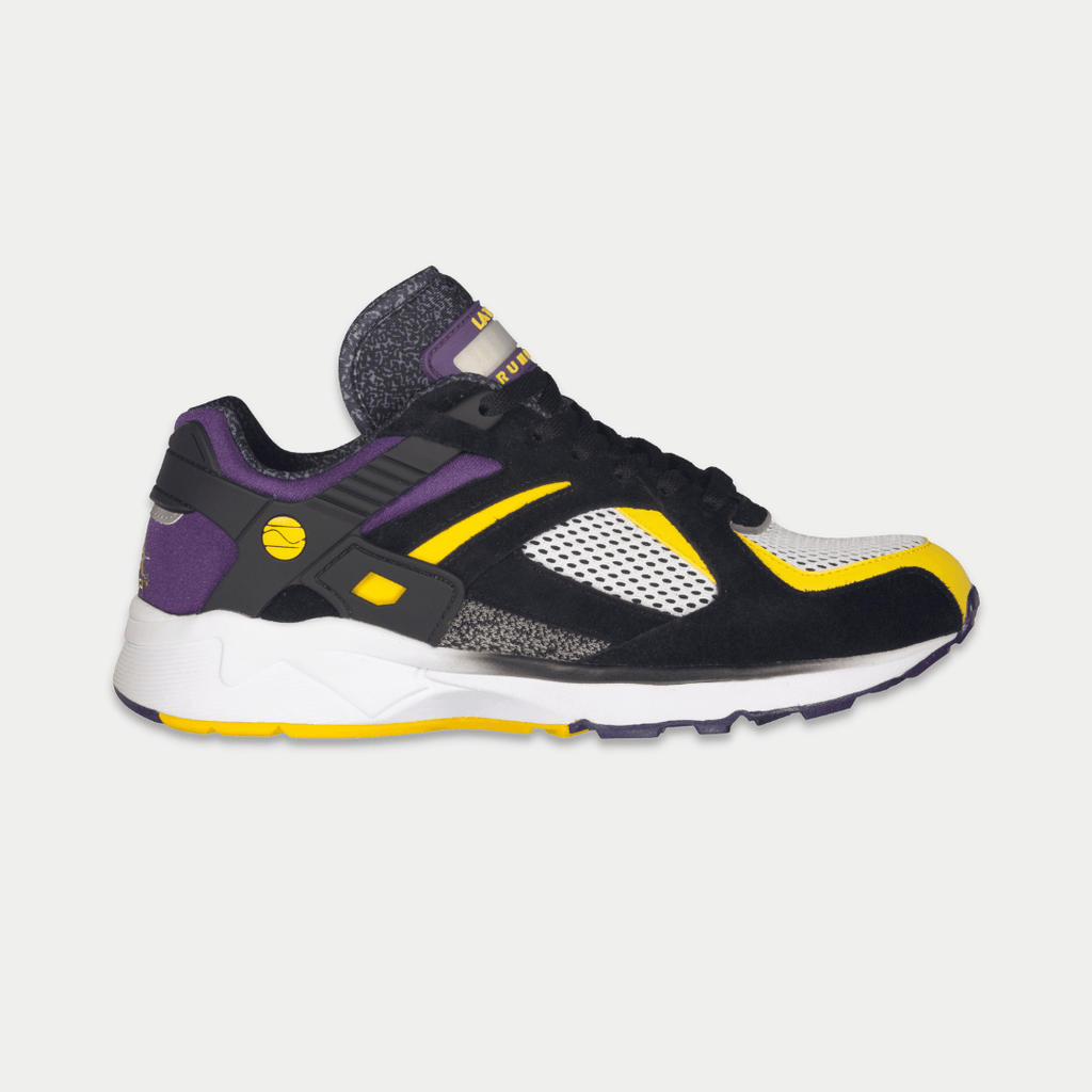 LA Gear Men's Catapult Low Top Sneaker Black/Purple/Yellow