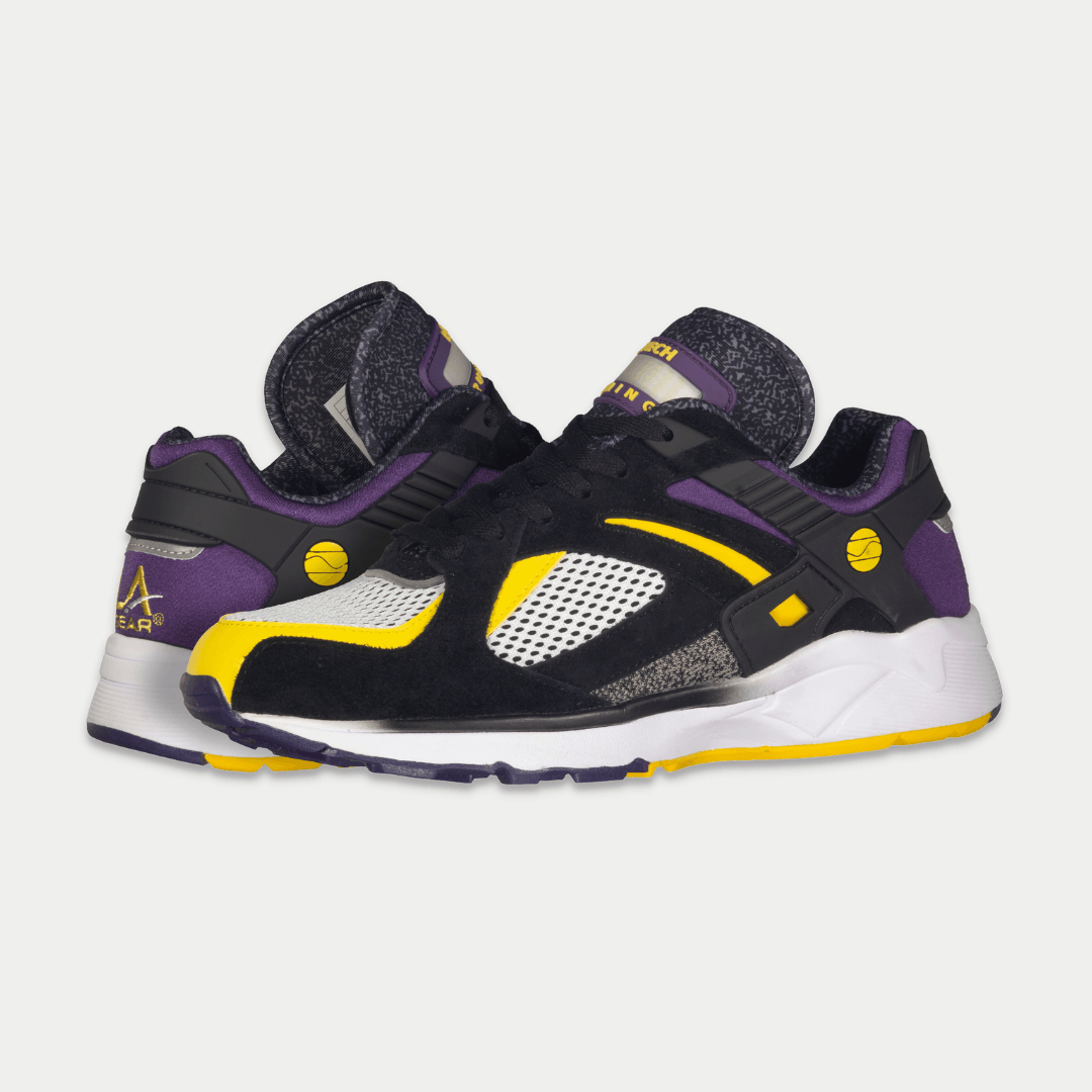 LA Gear Men's Catapult Low Top Sneaker Black/Purple/Yellow