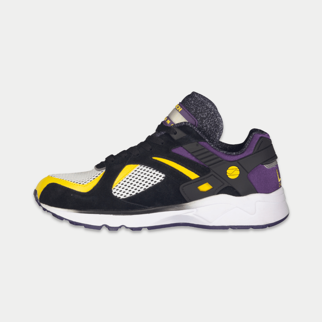 LA Gear Men's Catapult Low Top Sneaker Black/Purple/Yellow
