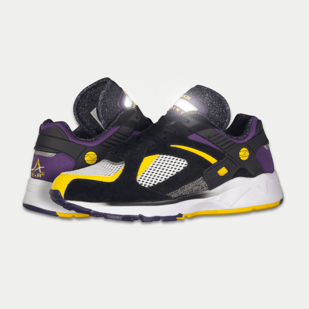 LA Gear Men's Catapult Low Top Sneaker Black/Purple/Yellow